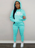Casual Sport Embroidered Fleece Hoodies and Sweatpants 2 Piece Set Sportswear