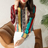 fashion chained printing ladies shirts 2022 Spring Summer women's blouses Long sleeve mujer