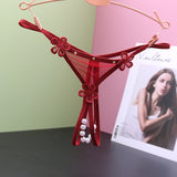 Transparent Open-File Hot Thong Trousers Lady Low-Rise Open-End T-Thong Trousers Hollow Ultra-Thin Mesh