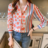 style Fashion printing ladies shirts Women's chiffon Blouses Spring Autumn Long Sleeve Shirts Tops Blusas