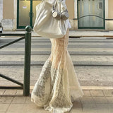 Design Of Spice Girl Style Is Detachable. Two Solid Color Lace Dresses With Buttocks And Fish Tails Are New In Early Autumn 2023.-Outfit