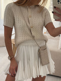 New Women's INS Burst Style Knitted Short-Sleeved Short-Sleeved