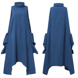 Celmia 2022 Women Long Jumpsuits Fashion Stacking High Collar Sleeveless Sexy Rompers Casual Dropped Crotch Zipper Harem