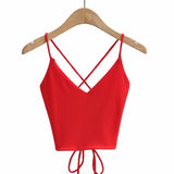 Women Sexy Backless Lace-up Tops Summer Clothes 2024 Fashion Sleeveless V-neck Tops Sexy Club-Outfit