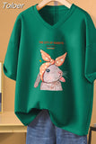 100% Cotton L-5XL T Shirt Plus Size Tshirt Short Sleeve Cartoon Women Top Summer Sweet Couple V Neck Oversized T