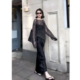 Cold Goddess Fan Lazy Wind Hollow Sun Protection Shirt Summer New Fashion Bag Hip Fishtail Skirt Two