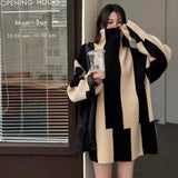 2022 New Spring Women Pullovers Sweaters Korean Chic Elegant Striped Oversize Jumpers Preppy Style Sweet Sueter