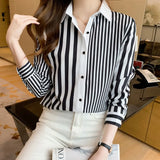 striped printing ladies shirts Women's Blouses Spring Autumn Long Sleeve Shirts Tops Blusas