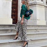 Women's Dress Skirt Leopard Print Skirt Tight Waist A-Skirt
