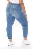 High Waist Blue Drawstrings Regular