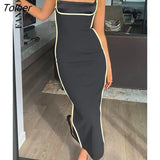 Spaghetti Strap Backless Dresses Women Sexy Sleeveless High Waist Partywear Bodycon Square Collar Side Split Dress