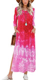 Tie Dye O-Neck Slit Long