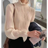 Mujer 2021 Spring and Summer Women Tops Long Sleeve Loose All-match Chiffon Shirts Bell Sleeve Shirt Base Shirt
