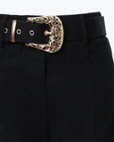 Black Tight High-Stretch Trousers And Women's Trousers With Belts In Stock-Outfit