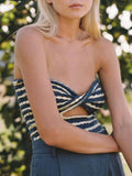 Twist Cutout Striped Knit Crop Bandeau