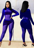 Party Sexy Mesh Patch Velour Tight