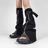 High Street Multi-Pocket Black Work Clothes Jeans Women 2025 New High-Waisted Loose Broad-Legged