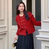 Xiaoxiangfeng Sweater Jacket Women's Wear 2024 Spring New Tassel Irregular Short Style Long-Sleeved Sweater-Outfit