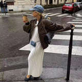 Autumn And Winter New Retro High Street PU Leather Jacket Small Port Style Design