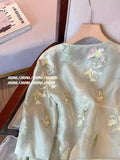 Chinese Style Plate Button Embroidered Shirt Women's Dress 2024 Summer High-Level Sense Of Vintage Unique Thin Coat-Outfit