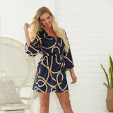 New Vintage Summer Dress Women Boho Floral Print Loose Beach Dress Sexy Deep V Neck Party Mini Dress Sundress