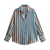 Women's Multi-Color Silk-Sense Silk-Sense Long-Sleeved Shirt Top Women