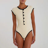 Simple Black And White Stuff Fashion Single Buckle Sexy Sleeveless Hottie Tight