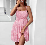 2023 Summer V Neck Sexy Mini Dress Hollow Tie Back Women Spaghetti Strap Dresses Boho Casual Beach Short Dress