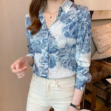 printing ladies shirts Women's chiffon Blouses 2021 Spring Autumn Long Sleeve Shirts Tops Blusas