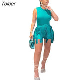 2022 New Design Sleeless Bosysuit and Tassel Pants Set Two Piece Set Fringe Wide Leg Trousers Summer Spring Matching