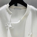 Hole Sweatshirts For Women O Neck Long Sleeve Loose Oversized Asymmetric Designer Pullovers Female 2023 Autumn