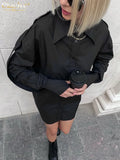 Fashion Loose Black Women Dresses 2022 Elegant Lapel Long Sleeve Single Breasting Asymmetry Mini Dress Shirt