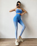 Suit Woman Seamless Running Tracksuit Sportswear Gym Crop Top Gym Pant Fitness Clothes Workout Leggings Fitness