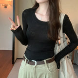 Sweater With Round Neck And Long Sleeves, A New Bottomed Shirt For Women In Autumn, Slim And Slim, Underwear-Outfit