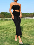 Toloer Women's Fashion Trend With Chest Empty Side Open Slit Kink Sexy