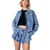 Work Style Denim Jacket Women's High-Rise Loose Thin Short Suit