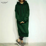 Long Hoodie Casual Solid Color Student's Autumn Winter 2021hoodies Women Baggy Pullover Oversized Sweatshirt