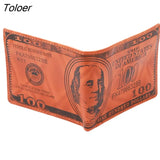 Men'S Wallets With 100 Us Dollar Pattern Wallet Male Leather Wallet Photo Card Holder Fashion Large Capacity