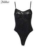 sexy Low-cut perspective collocation bodysuits Slim Soft jumpsuit 2018 spring autumn hot sale sleeveless Elegant