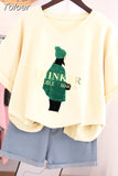 100% Cotton L-5XL Plus SizeT Shirt Short Sleeve Cartoon Tshirt Women Top Summer Sweet Couple V Neck Oversized T