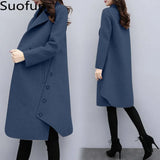 Lady 2021 Fashion New Autumn And Winter Warm Women's Clothing Korean Loose Size Medium Long Woolen Jacket Tweed