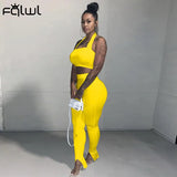 Women Streetwear Bodycon Halter Crop Top And Sweatpants Matching Sets 2 Two Piece Set Ladies Outfit 2021 Female