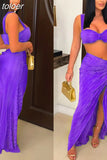 Sexy Green Sleeveless Caimsole Two Piece Skirt Set Party Evening For Women 2023 Summer Strapless Crop Top Long Skirt