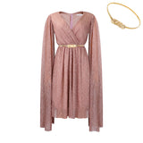 With Belt Women's Summer New Fashion Elegant V-Neck Cape