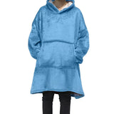 Oversized Long Hoodies Winter Fleece Warm TV Blanket with Sleeves Pocket Sweatshirts Thick Sherpa Giant Hoody