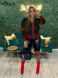 Fall Patchwork Knitting sweaters Jackets For Women 2022 Long Sleeve Loose Tops Jackets Black Red Casual Jackets And