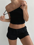 Women Loungewear 2 Pieces Pajama Sets Lace Trim Sleeveless Strap Camisoles Tank Tops with Shorts Pajamas Outfits 2024-Outfit