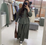 2025 New Women's Button Pocket Solid Color Half-Dress Skirt Fashion Suit