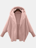 Autumer Winter Faux Fur Coat for Women Thick Loose Casual Hoodies Jackets Warm Batwing Sleeve Over Size Streetwear