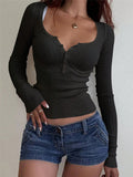 Short-Dressed Bottom-Up Shirt Round-Neck Collar Collar Button Design
